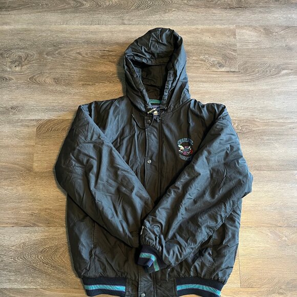 Vintage Charlotte Hornets Starter Jacket 90s Puffer Mens Large Black- Size Large - Picture 4 of 6